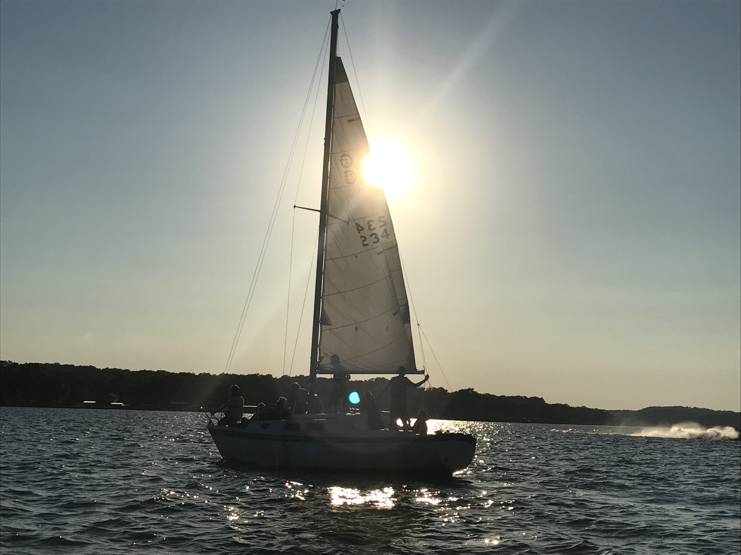 Sailing on Lake of the Ozarks at sunset